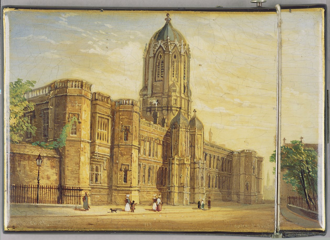 Christ Church, Oxford ve Tom Tower (kağıt mache) sahneli Viktorya dönemi kart kutusu by Richard Phene and Benjamin W. Spiers