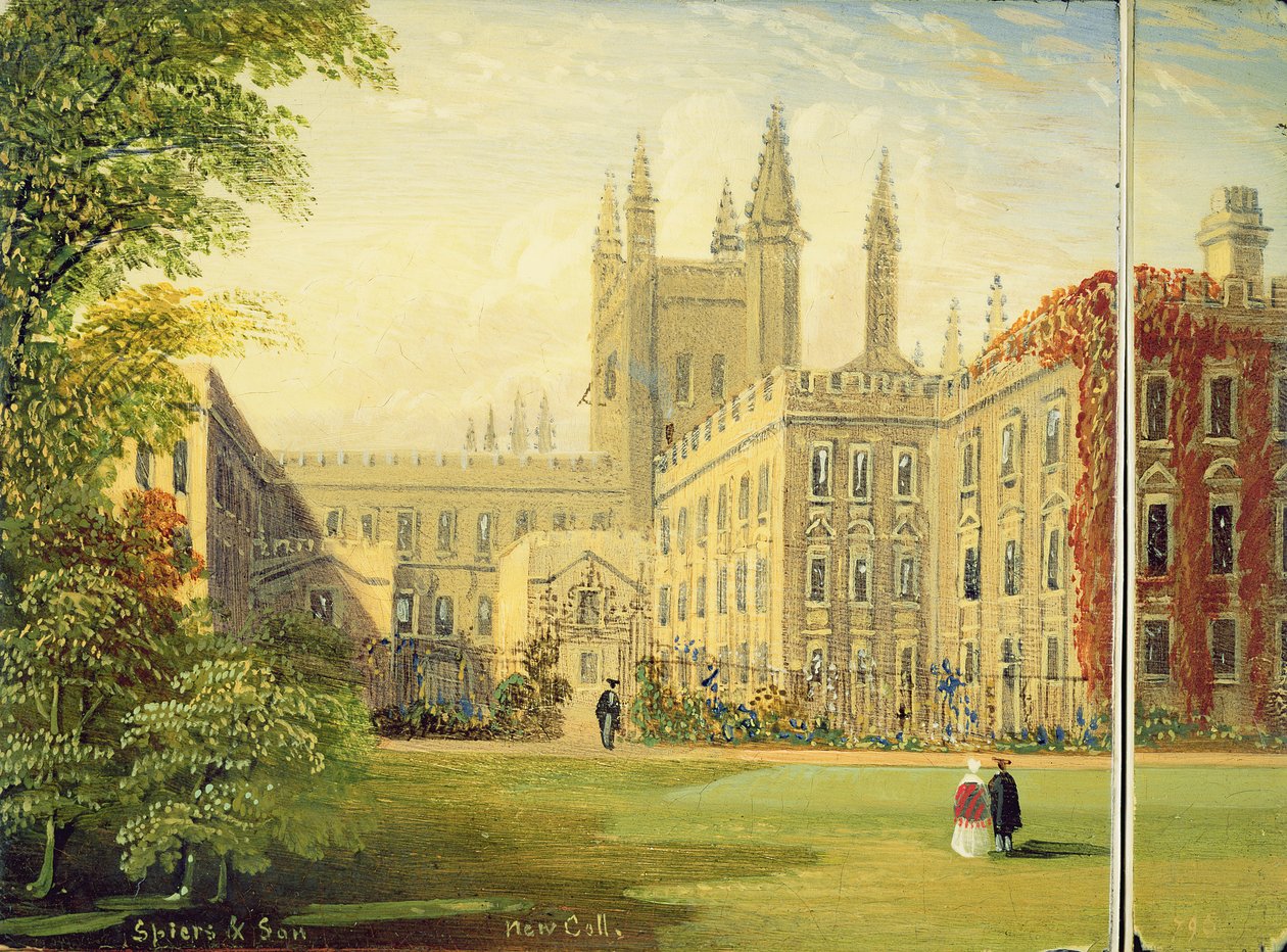 New College, Oxford ve Garden Quad (kağıt mache) bir sahne ile Victoria kart kutusu by Richard Phene and Benjamin W. Spiers