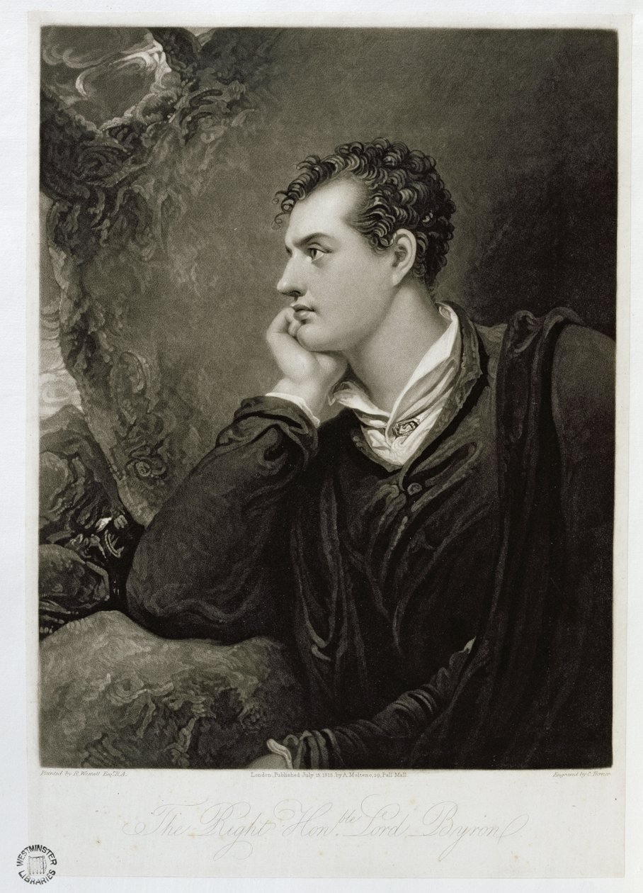 George Gordon, 6. Lord Byron (1788-1824), Charles Turner (1773-1857), 1815 tarafından oyulmuş by Richard Westall