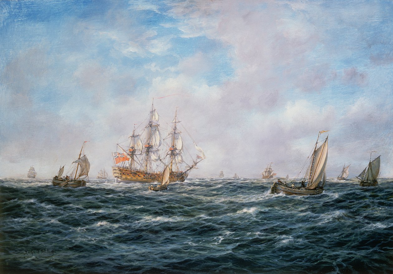 İngiliz Man-o-War ve Diğer El Sanatları, c.1740 by Richard Willis