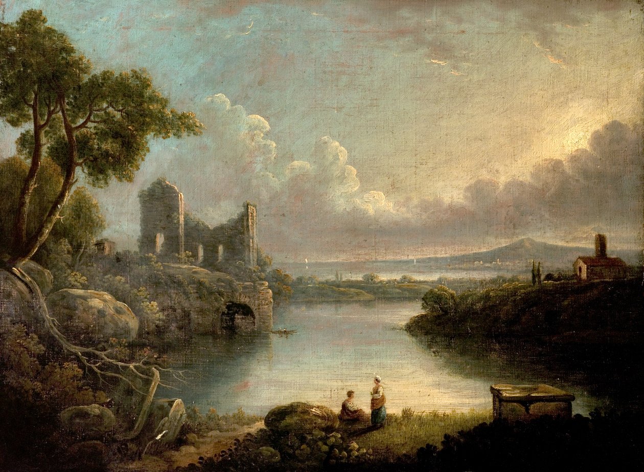 Deniz ve Klasik Kalıntılar ile Nehir Manzarası by Richard Wilson