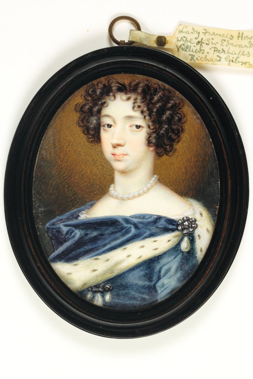 Leydi Frances Howard (fildişi üzerine sulu boya) by Richard  Gibson