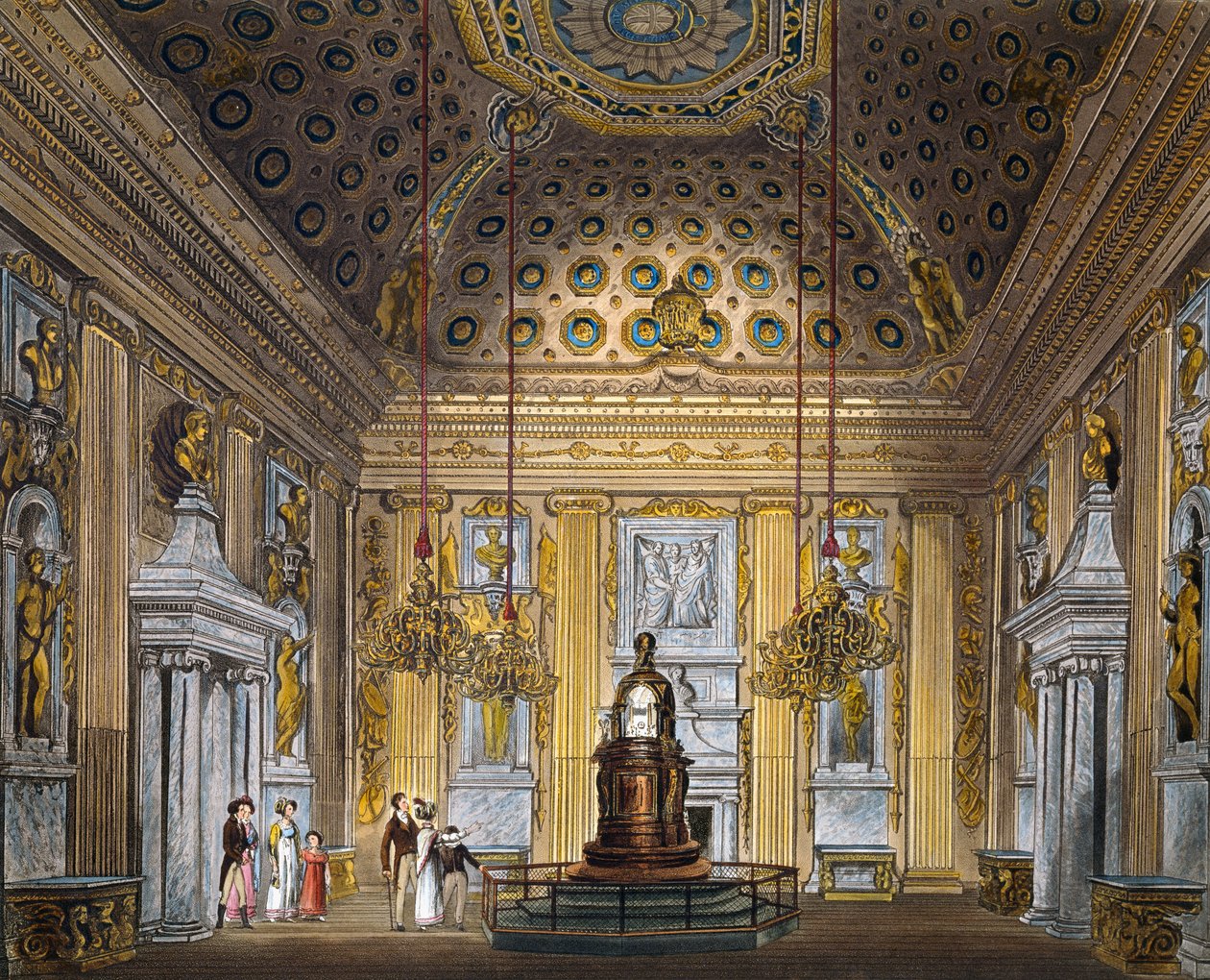 Kubbeli oda, Thomas Sutherland (1785-1838), Richard Cattermole (1795-1858) tasarımına dayalı gravür, Kraliyet Konutlarının Tarihinden by Richard (after) Cattermole