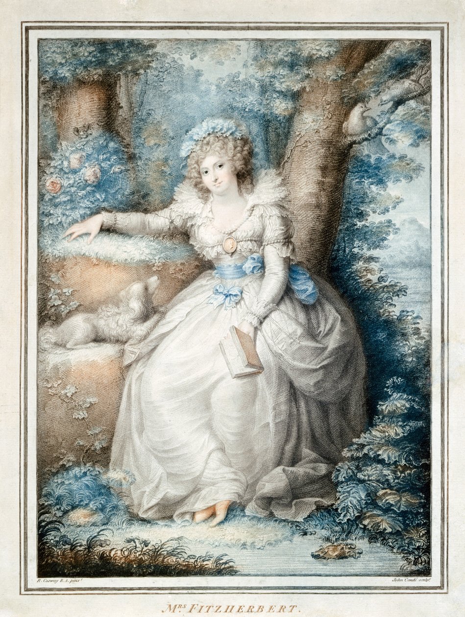 Bayan Fitzherbert (renkli lito) by Richard (after) Cosway