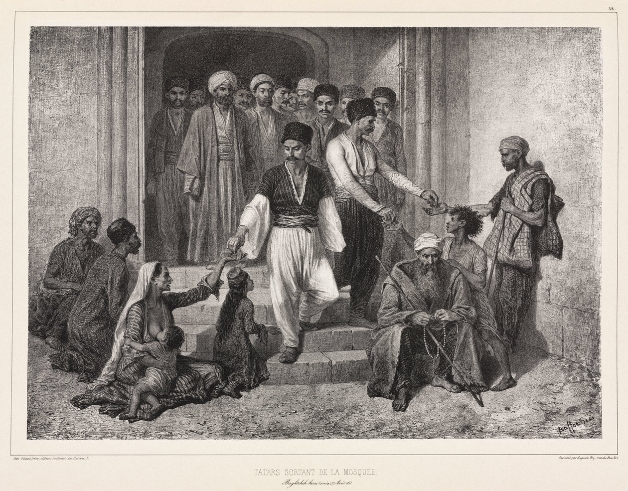 Camiden çıkan Tatarlar, Baghtcheh-Sarai, Kırım by John Pardon