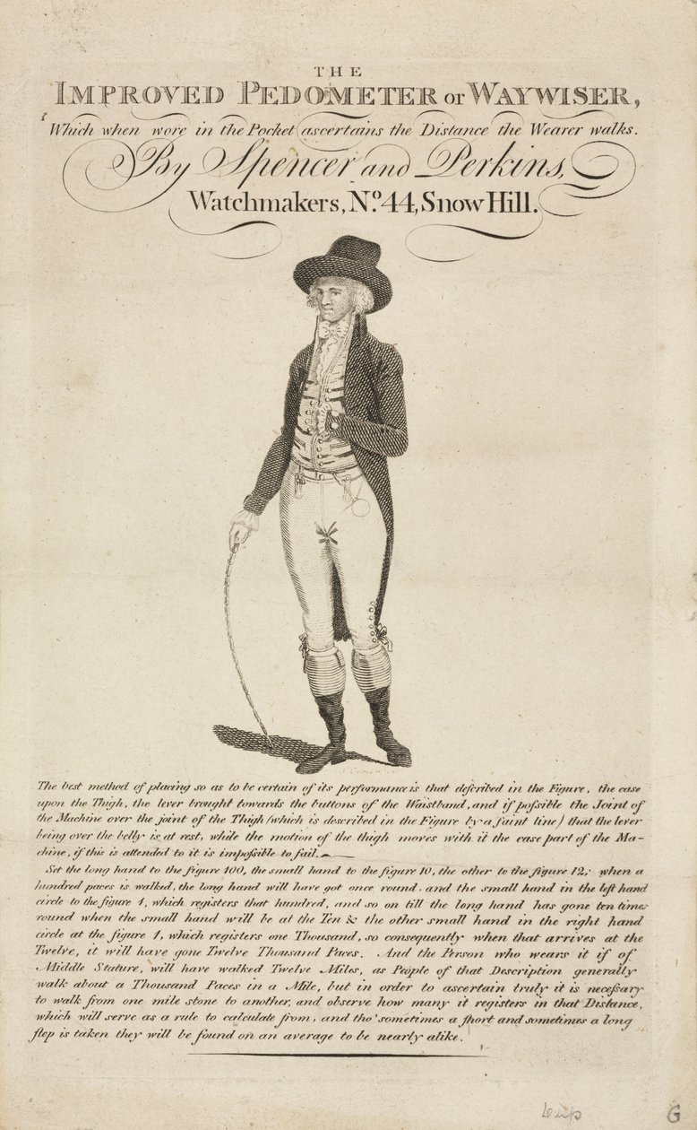 Gelişmiş pedometre veya yönlendirici, c 18. yüzyıl by John Pardon