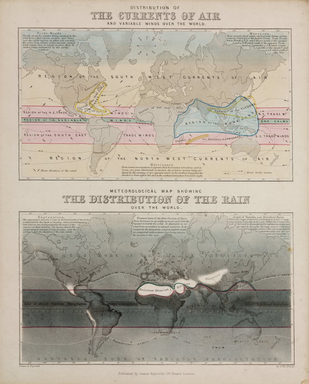 İki meteorolojik harita, c 1850 by John Pardon