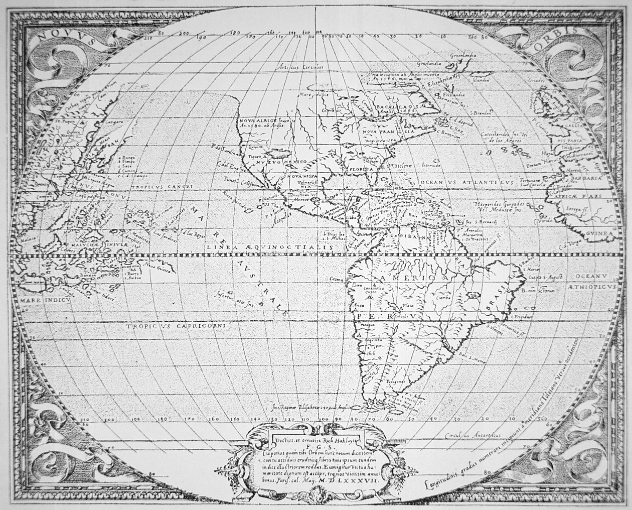 Yeni Dünya 1587 Haritası (lito) by Richard (after) Hakluyt