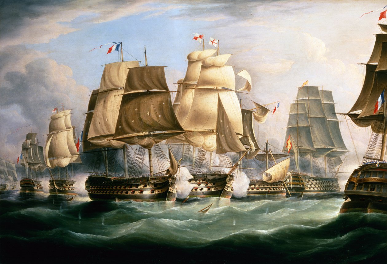 Trafalgar Savaşı, 21 Ekim 1805, Günün Ortası (tuval üzerine yağlı boya) by Richard B. Spencer
