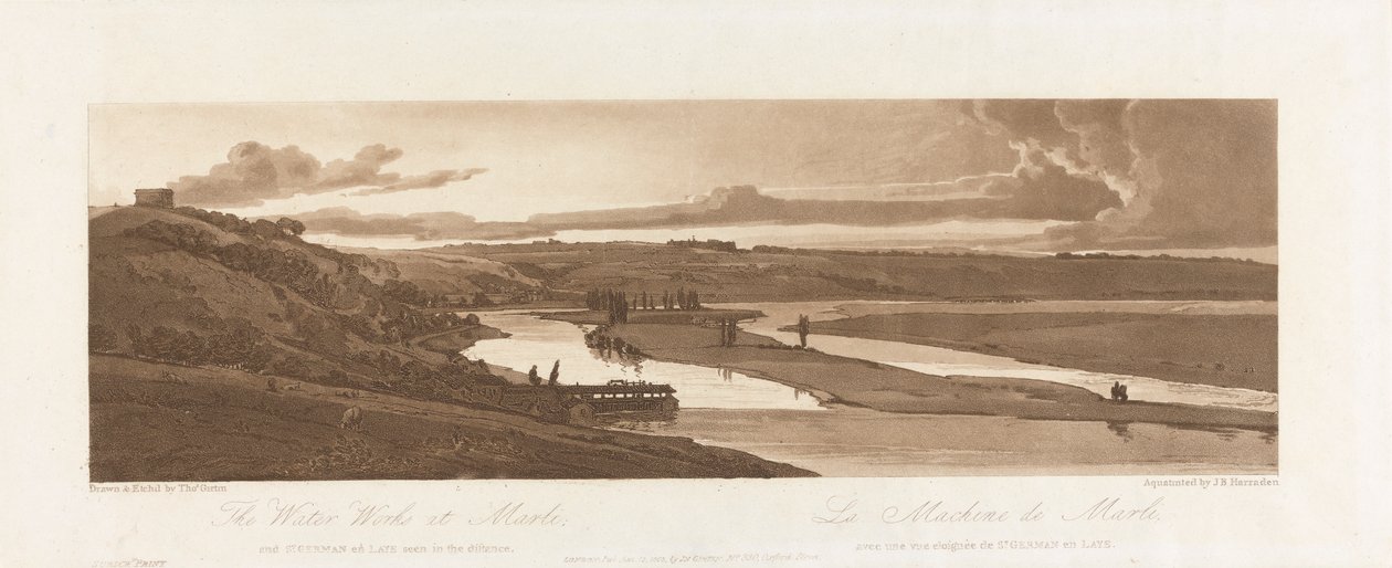 Marli'deki Su İşleri ve uzaktan görülen St. Germain en Laye 1803; Views in Paris'ten 15. Levha, B1981.25.2624 levhasının Emanuel Cilt çizimi by Richard Banks Harraden