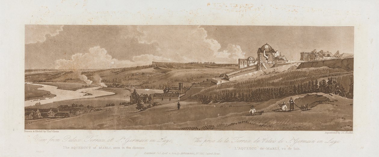 St. Germain en Laye'deki Saray Terasından Görünüm; 1803 uzaktan görülen Marli Su Kemeri; Views in Paris'ten Plaka 16, plakanın Emanuel Hacim takibi, B1981.25.2625 by Richard Banks Harraden