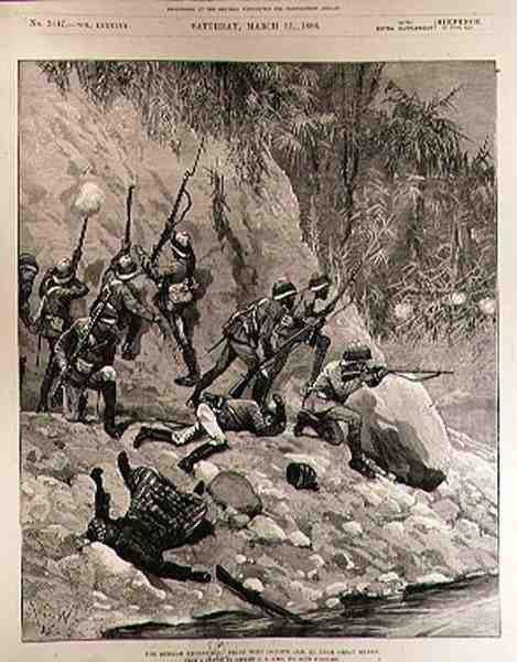 Burmah Seferi: Dacoits ile Savaş, 12 Ocak, Shoay Green yakınlarında, The Illustrated London News, 13 Mart 1886 by Richard Caton II Woodville