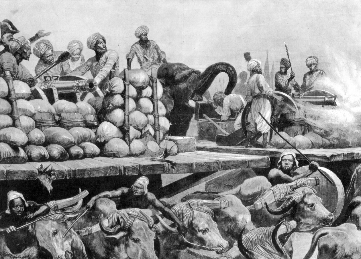 Hareketli platformunda Nawab Siraj Ud Daulahs topçusu, Hindistan, 1757, 1893. by Richard Caton II Woodville