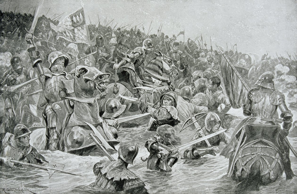 1461'de Towton Savaşı, Hutchinsons'ın 'İngiliz Ulusunun Hikayesi'nden bir örnek by Richard Caton Woodville