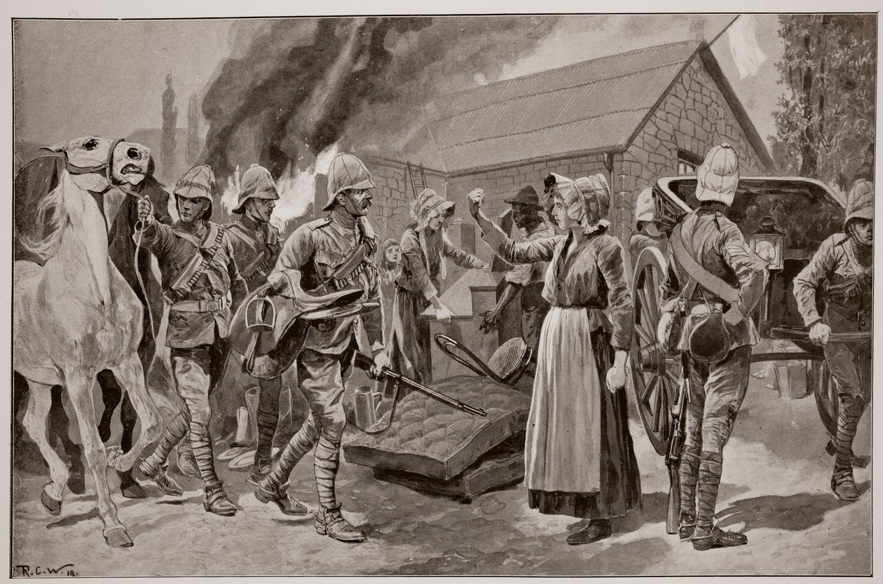 Melton Prior (1845-1910) tarafından yapılan bir çizimden sonra, hain bir şehirlinin çiftliğini yakmak by Richard Caton Woodville junior