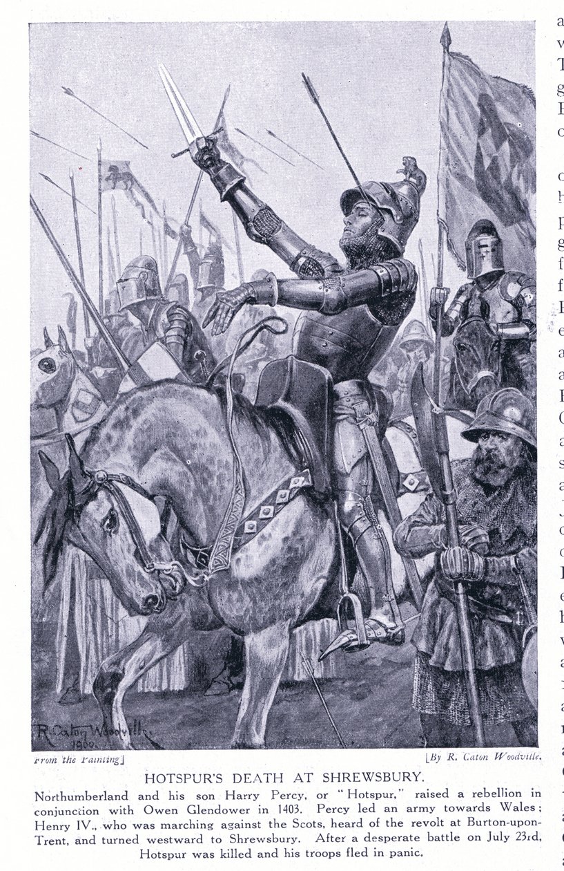Hotspurs'un Shrewsbury'deki ölümü, 1920'ler by Richard Caton Woodville junior