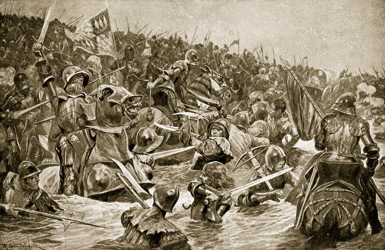 Towton Savaşı, 'Hutchinson's Story of the British Nation'dan bir örnek, c.1923 by Richard Caton Woodville junior