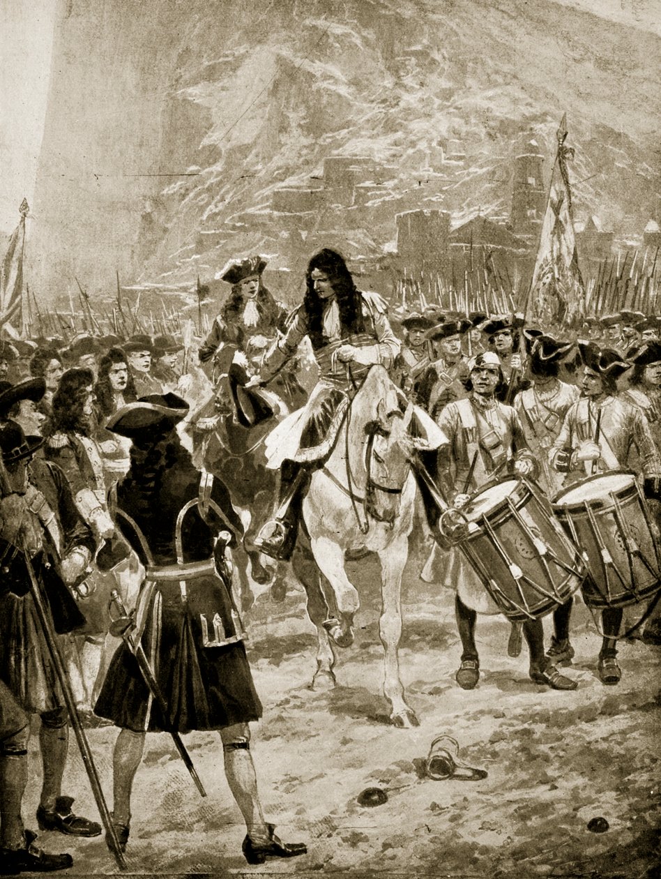 Cebelitarık'ın İngilizlere teslimi, 24 Temmuz 1704, 'Hutchinson's Story of the British Nation'dan bir örnek, c.1923 by Richard Caton Woodville junior