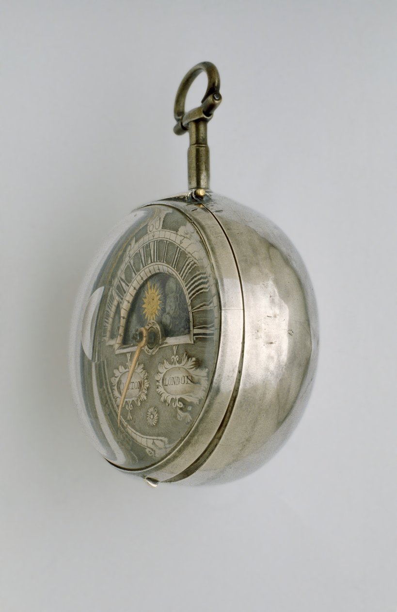 Çift kasalı kenar saatin yandan görünümü, c.1685 (gümüş) by Richard Colston