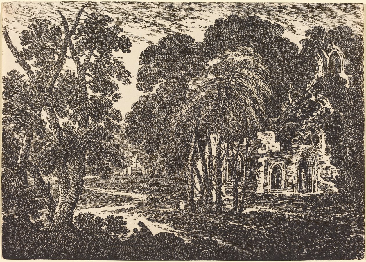 Ağaçlar arasında harap Manastır by Richard Cooper II