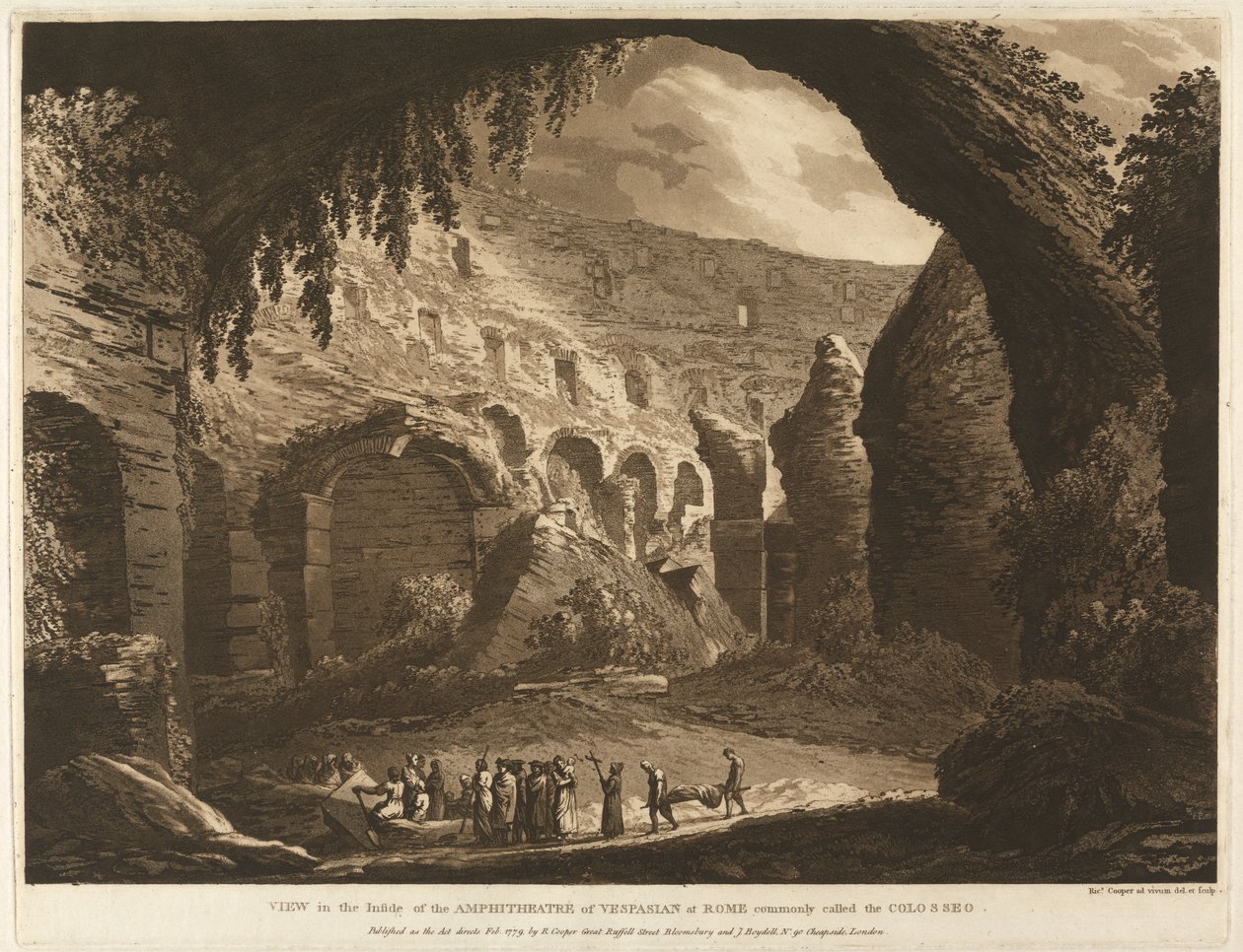 Genel olarak Colosseo olarak adlandırılan Roma'daki Vespasion Amfitiyatrosunun İç Görünümü by Richard Cooper the Elder