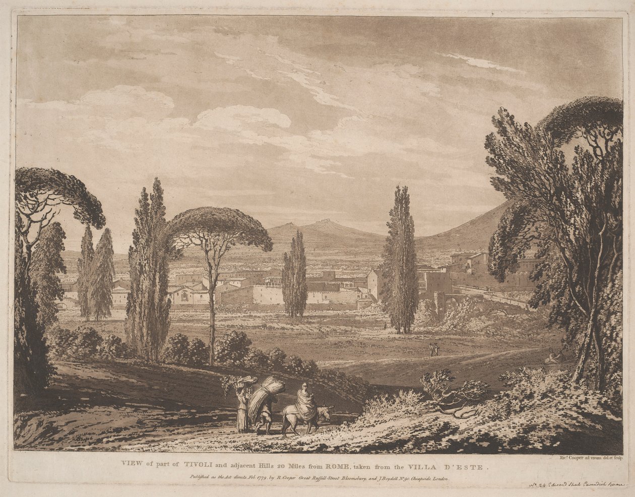 Tivoli'nin Bir Kısmının ve Bitişik Tepelerin Görünümü by Richard Cooper the Elder