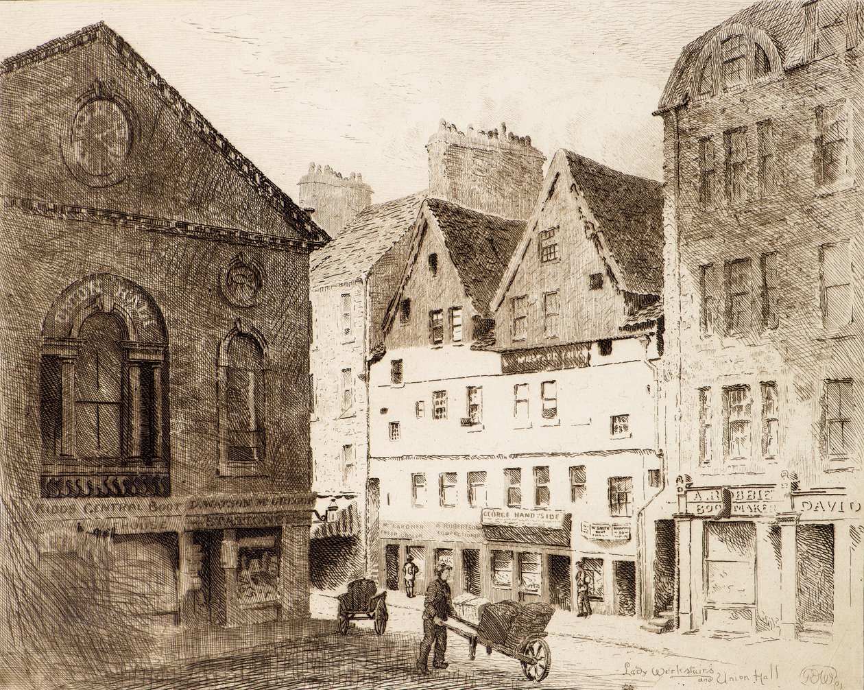 Lady Warkstairs ve Union Hall (gravür) by Richard Davidson Winter