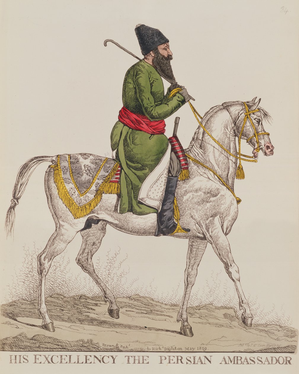 Ekselansları İran Büyükelçisi Mirza Abul Hassan Khan Londra'ya İkinci Büyükelçilik Ziyareti Sırasında, 1819 (baskı) by Richard Dighton