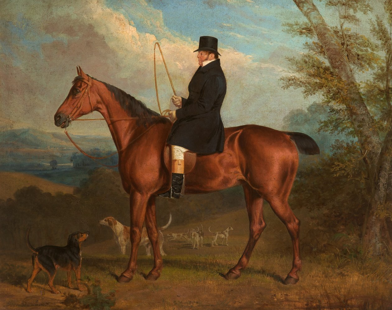 The Reverend W. Parker on a Bay Hunter with Hounds (board) by Richard Dodd Widdas