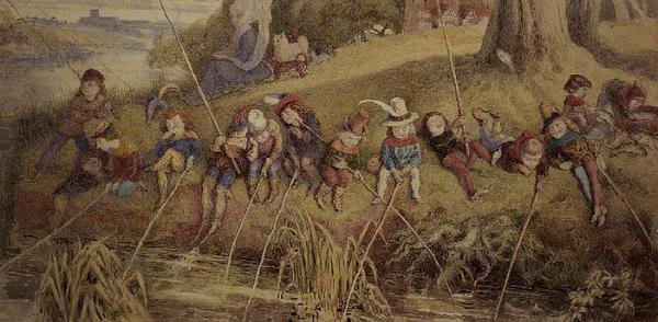 Dame Julianna Berners Genç Öğrencilerine Balık Tutma Sanatını Öğretiyor by Richard Doyle