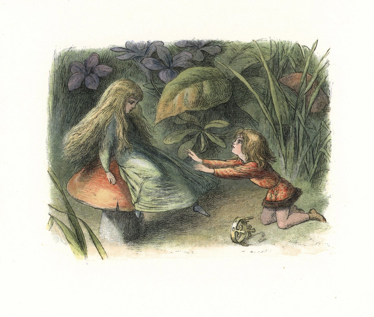 Elf Prensi bir mantarın üzerinde bir peri tarafından reddedildi (litografi) by Richard Doyle