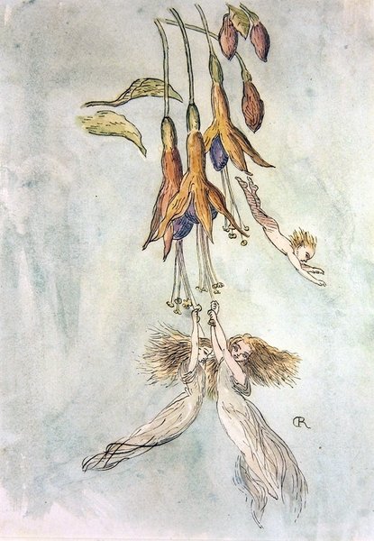 Fuscias Arasında Şölen (kağıt üzerine suluboya) by Richard Doyle