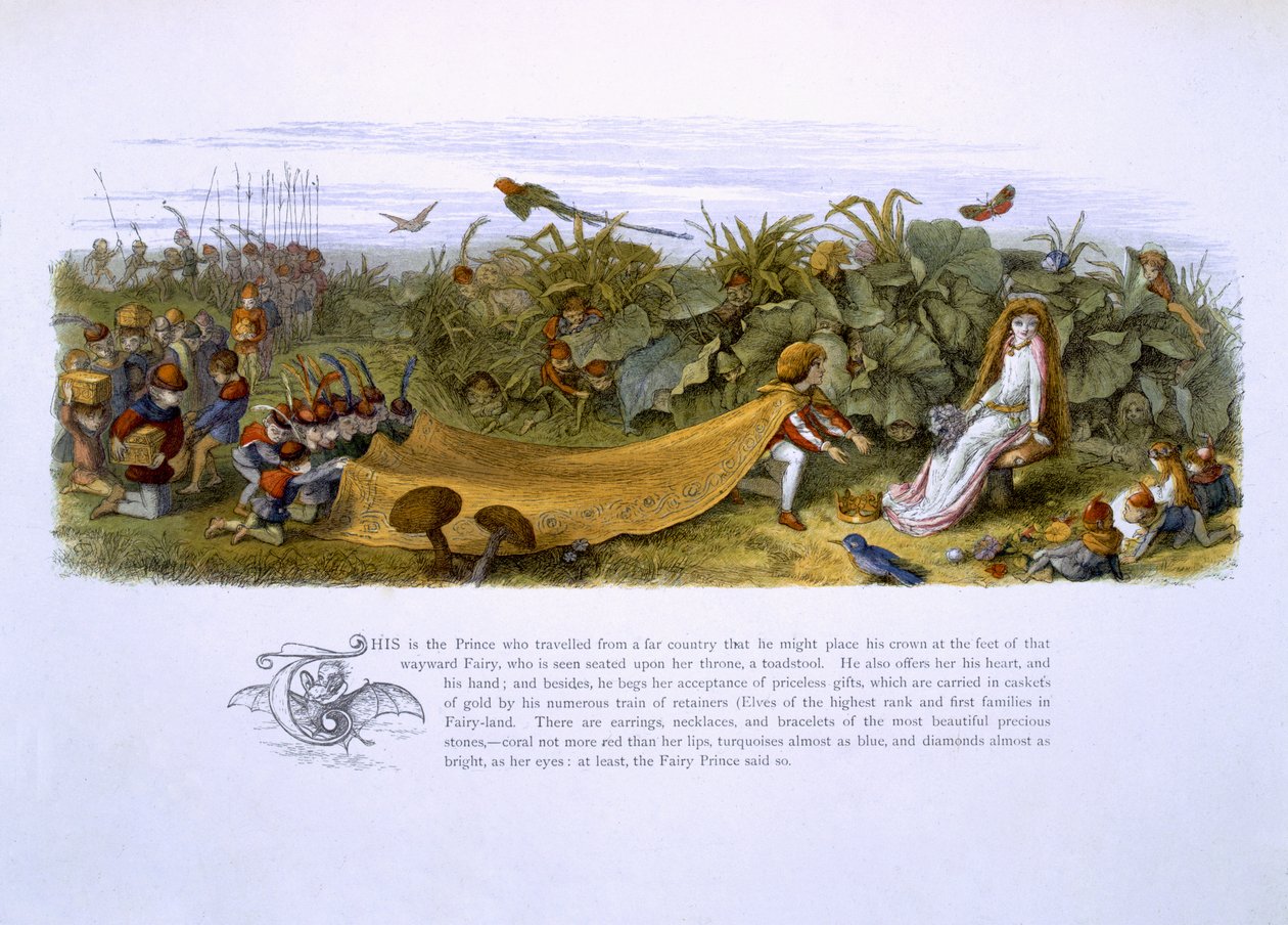 William Allingham ve Andrew Lang'in 'Peri Ülkesinde: Elf Dünyasından Bir Dizi Resim'den Çizimler by Richard Doyle
