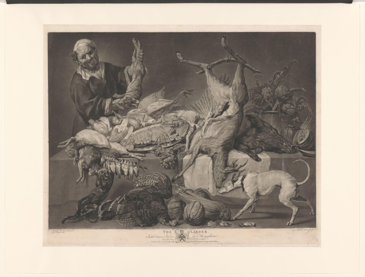 Koopman, sergilenen oyun, enginar, balkabağı ve bir ıstakoz gösteriyor Kiler (nesne üzerindeki başlık) by Richard Earlom