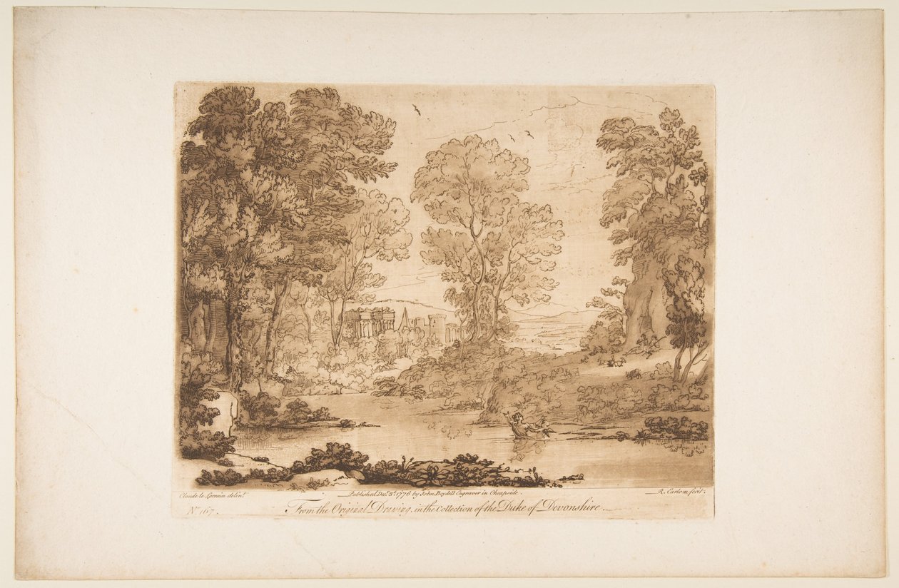 Aşk Tanrısı ve Ruh ile Manzara, 1776. by Richard Earlom