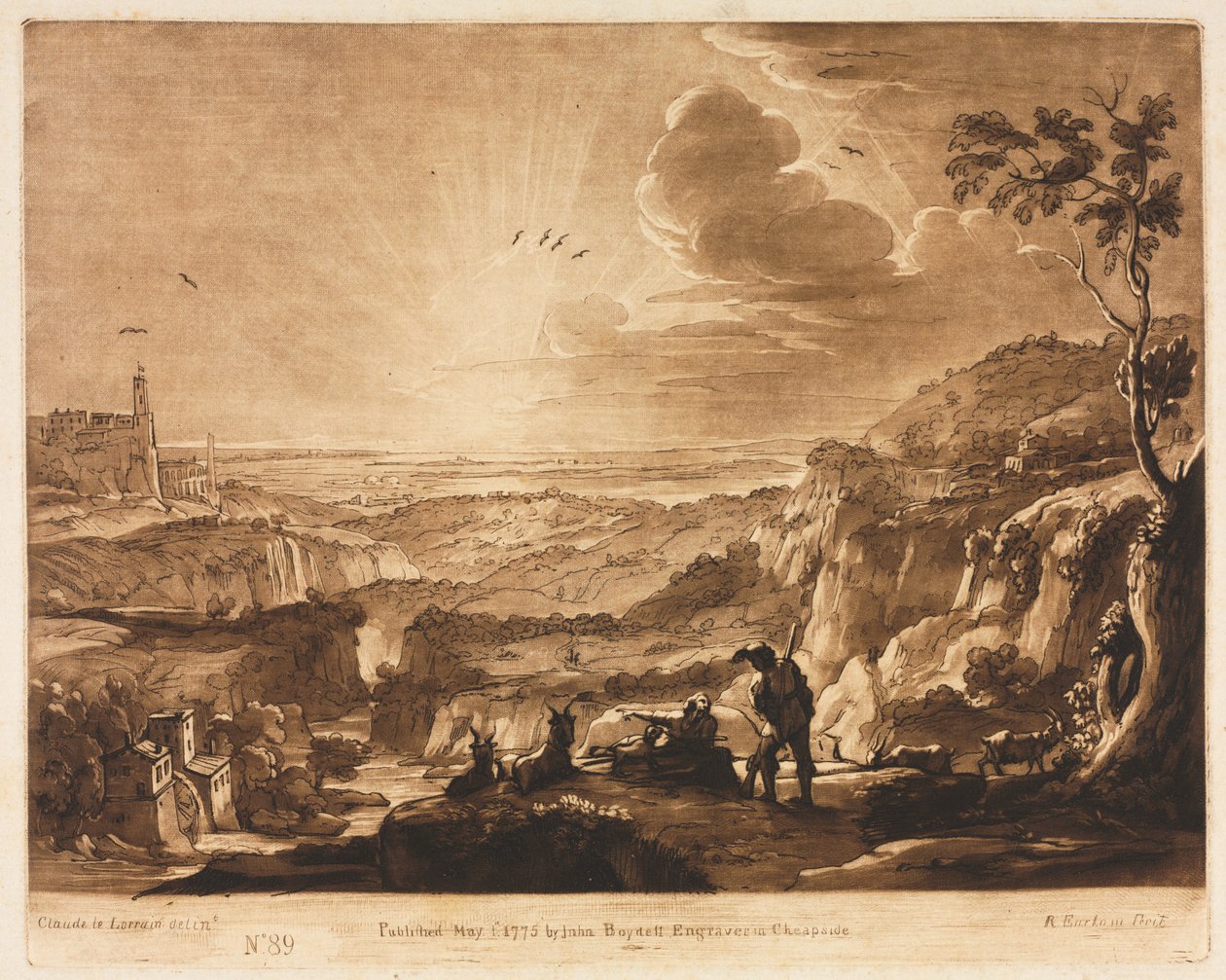 Liber Veritatis: No. 89, Genişletilmiş Dağlık Bir Ülkenin Görünümü, 1775. by Richard Earlom
