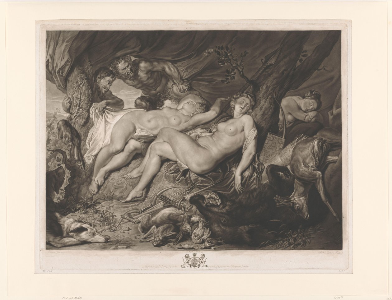 Uyuyan Diana ve perileri satirler tarafından gözetlendi by Richard Earlom