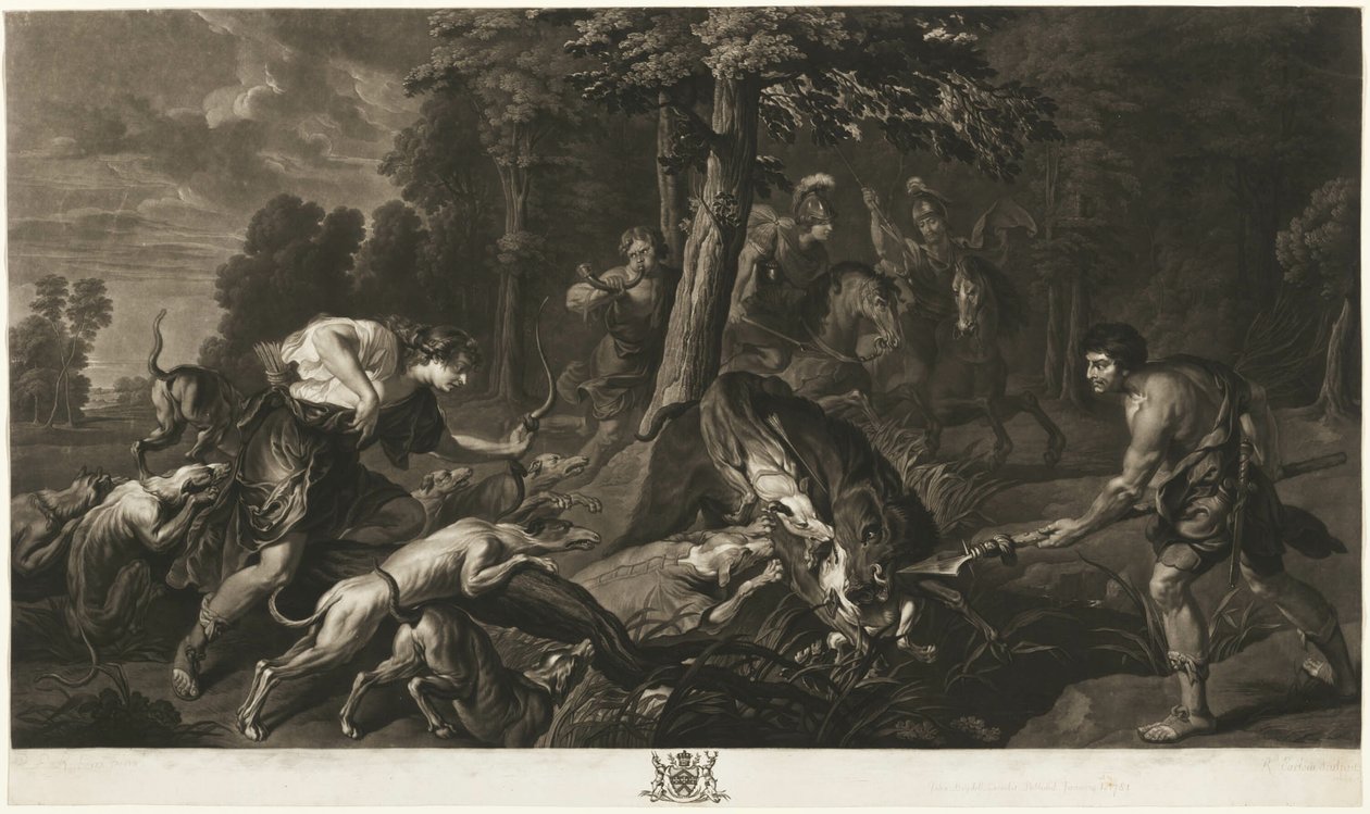 Houghton Galerisi'nden Calydonian Domuz Avı, by Richard Earlom