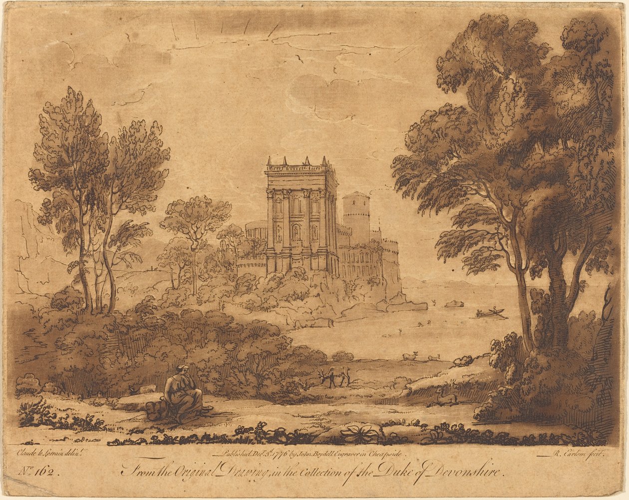 Manzara "Liber Veritatis"ten 162 by Richard Earlom after Claude Lorrain