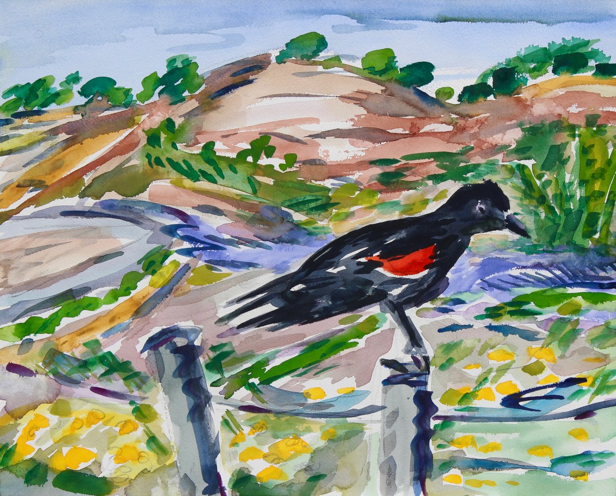 Perched, 2021 (kağıt üzerine sulu boya) by Richard Fox