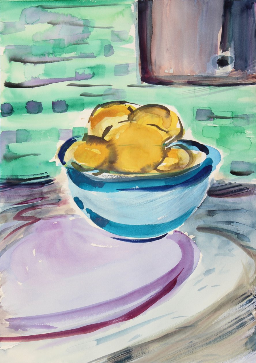Limonlu Natürmort, 2020 (kağıt üzerine sulu boya) by Richard Fox