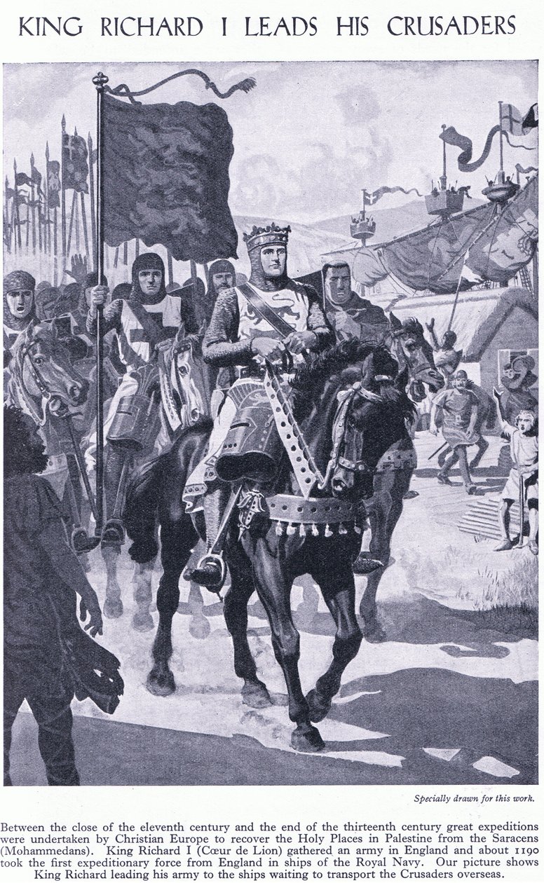 Kral I. Richard, Haçlılara liderlik ediyor, c.1950 by Richard Henry Brock