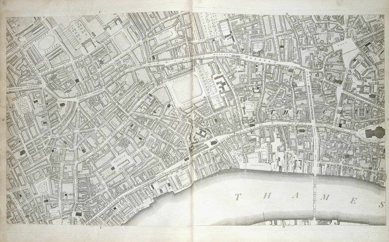 "Plan of the Cities of London and Westminster the Borough of Southwark ve Parts of Bitjoining"den alınan plaka, c.1792-1799 by Richard Horwood