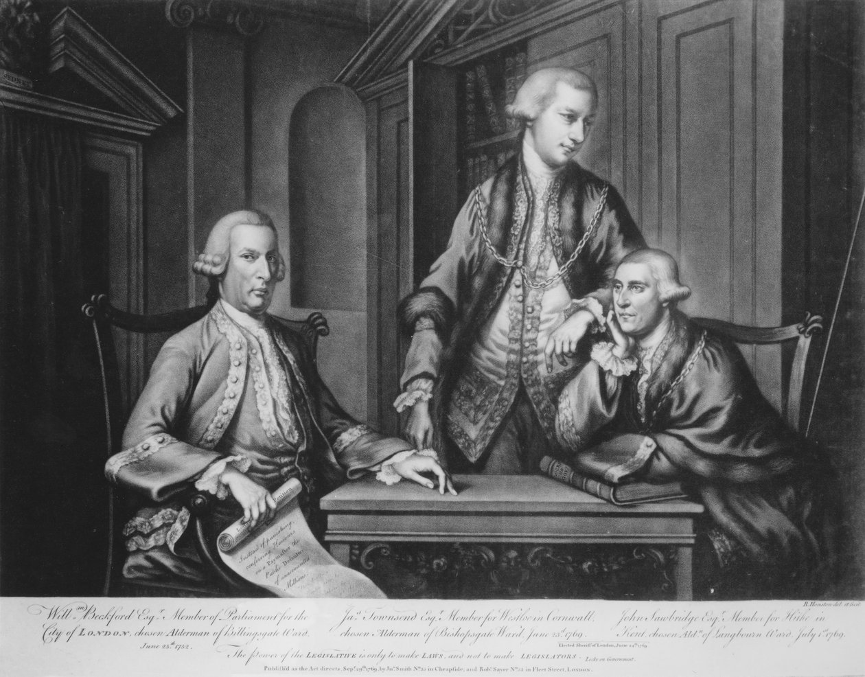 William Beckford (1709-70) James Townsend ve John Sawbridge (c.1732-95) Londra Aldermenleri, sanatçı tarafından oyulmuş, 1769 by Richard Houston