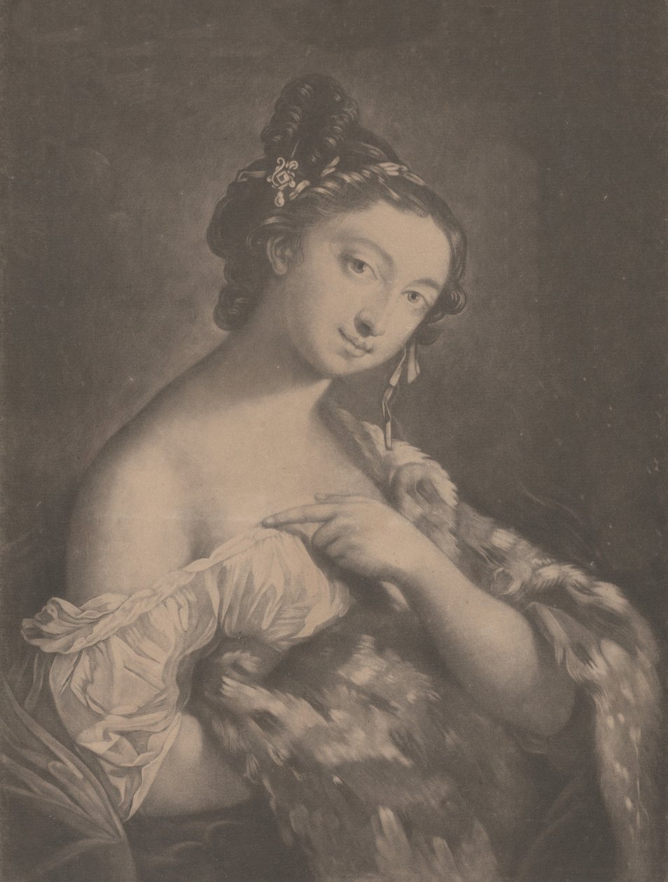 Kış: Benekli kürk manto tutan bir kadın, 1775. by Richard Houston