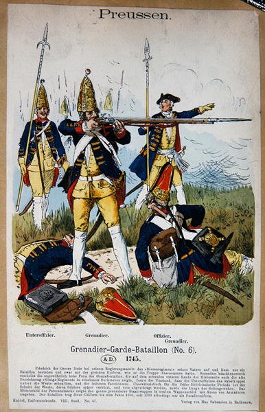 Prusya Koruma Muhafızları ve Subayları, 1745, 1890 dolayları (renkli taş) by Richard Knoetel