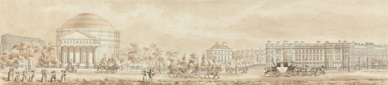 Regent's Park, Londra, Colosseum, Clergy's Orphans' School ve St. Andrew's Place, Figürler ve Arabalarla by Richard Morris
