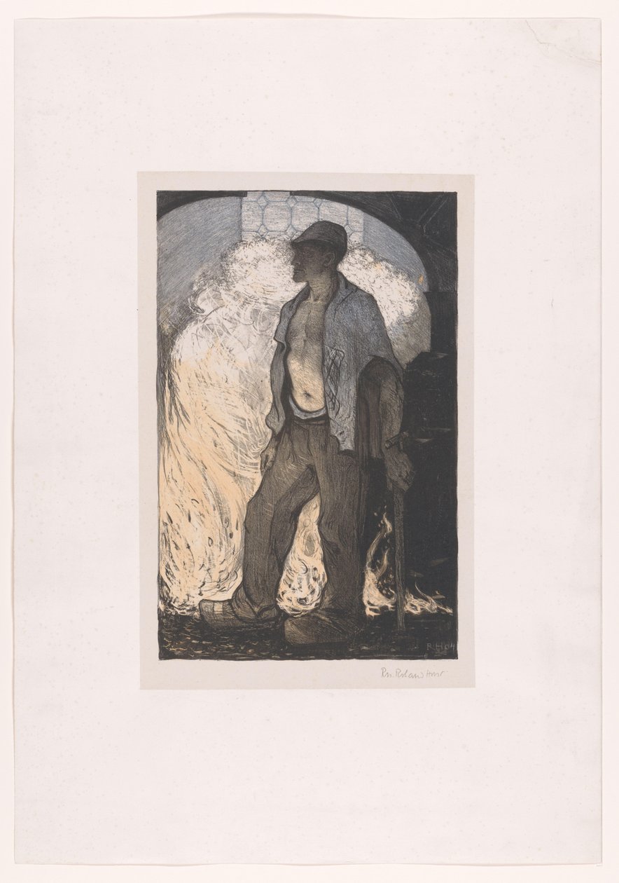 Ateşin yanında çalışan by Richard Nicolaüs Roland Holst (signed by artist)