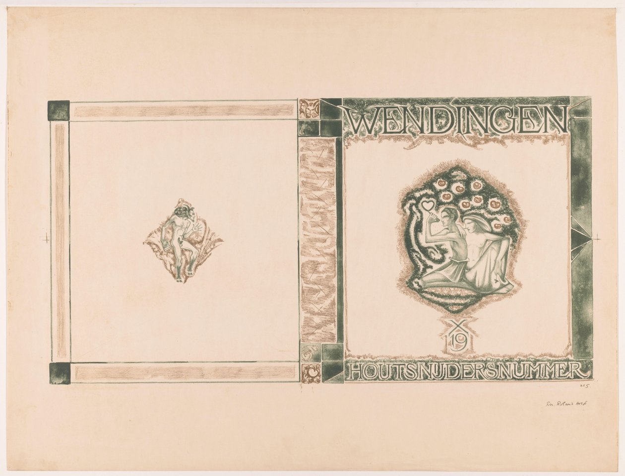 Kapak tasarımı: Weendingen, Woodcarvers sayısı, 1919 by Richard Nicolaüs Roland Holst (signed by artist)