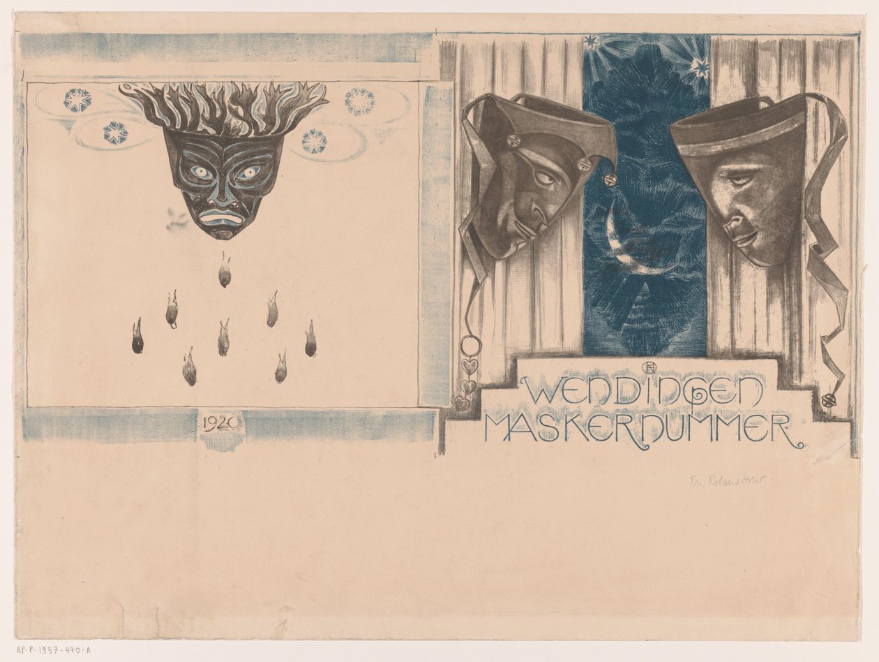 Kapak tasarımı: Weendingen, Maskernummer, 1920 by Richard Nicolaüs Roland Holst (signed by artist)